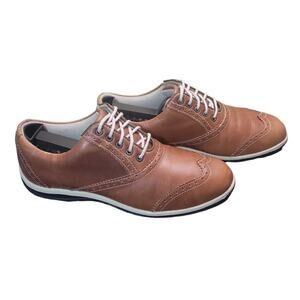 FootJoy Women’s 5.5M Golf Shoes Brown Leather LoPro Wingtip Spikeless EUC